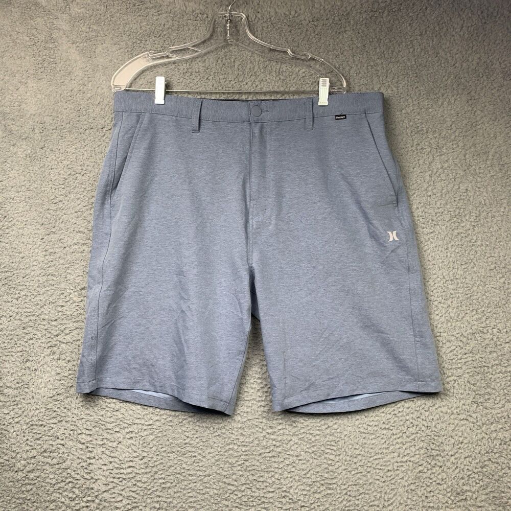 Hurley Men Shorts 38 Blue Chino Walkshort Hybrid Spacedye Bermuda 9" Inseam